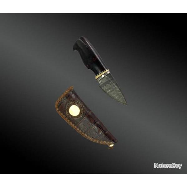 Couteau Droit, Lame Damas, Par Charlie Bennica