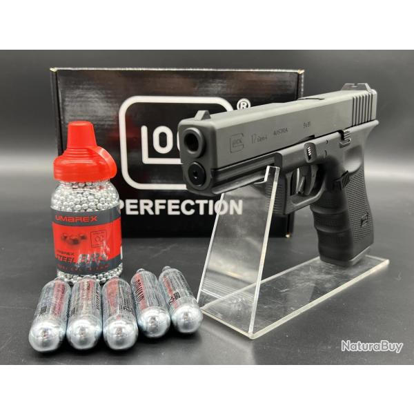 Pack R�plique Airgun Glock G17 Gen4 - Cybergun - 1X Biberon de 1500 Billes acier - 5X Capsules CO2