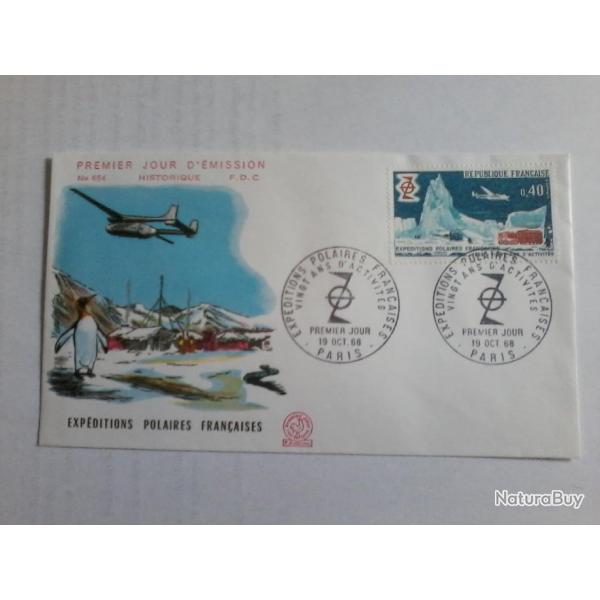 enveloppe 1� jour �mission histoirique  FDC N� 654 1968.