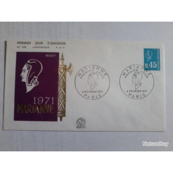 enveloppe 1� jour �mission histoirique  FDC N� 746 1971