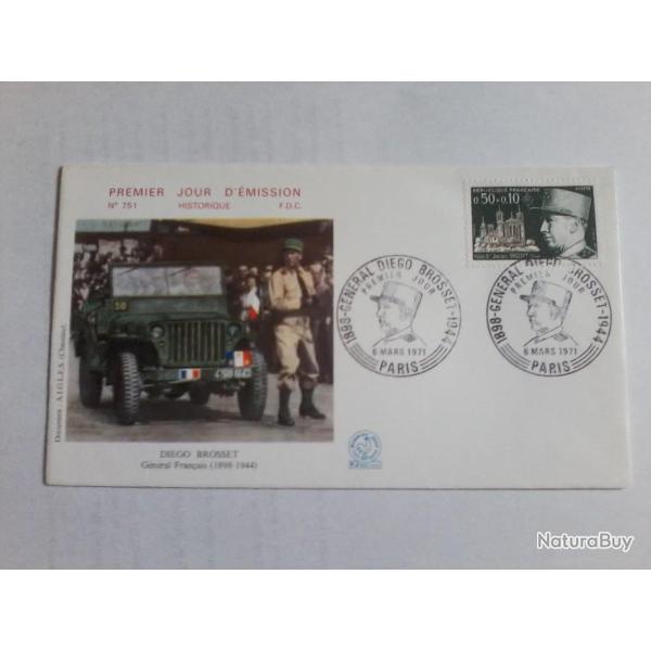 enveloppe 1� jour �mission histoirique  FDC N� 751 1971