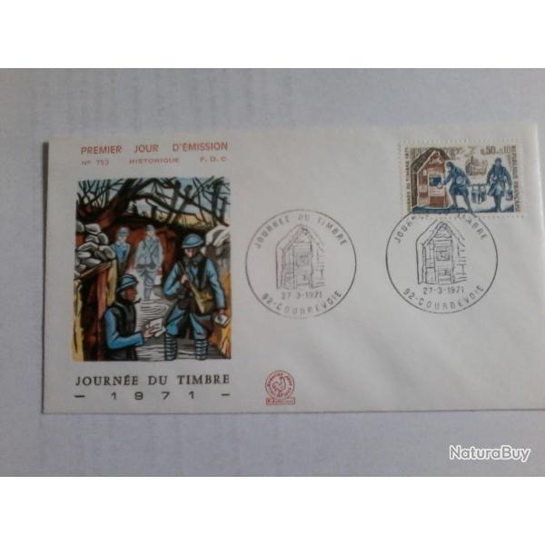 enveloppe 1 jour mission histoirique  FDC N 753 1971