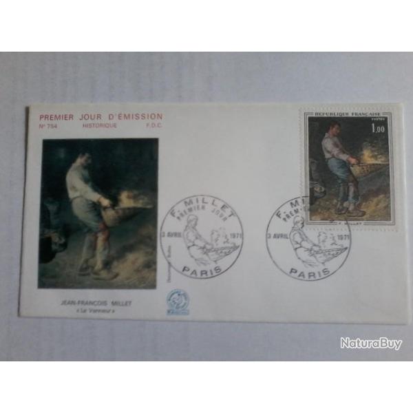 enveloppe 1� jour �mission histoirique  FDC N� 754 1971