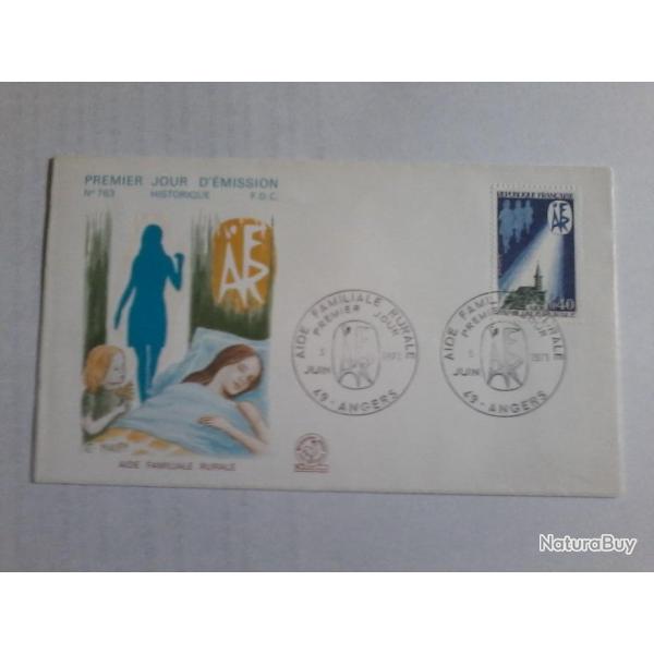 enveloppe 1 jour mission histoirique  FDC N 763 1971