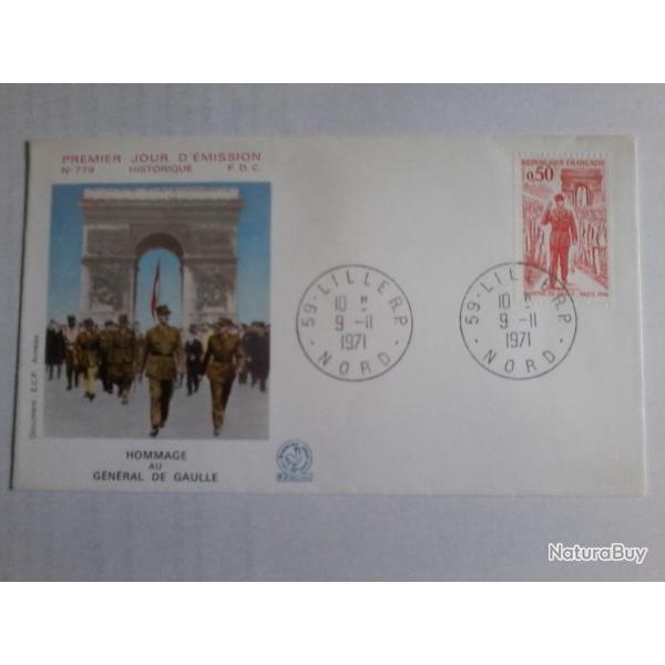 enveloppe 1 jour mission historique  FDC N 779 Nord 1971