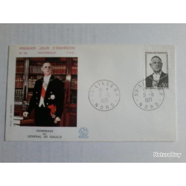 enveloppe 1 jour mission historique  FDC N 780 Nord 1971