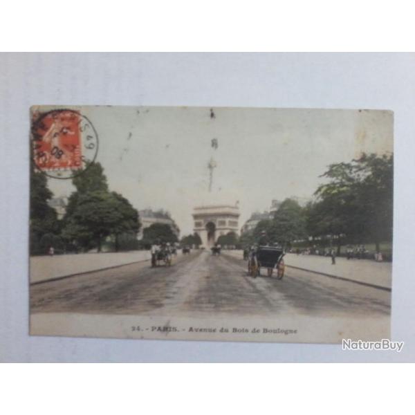 ancienne carte postal N�24 Paris Avenue du bois de Boulogne