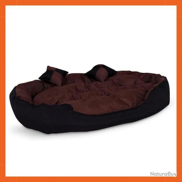 Canap� pour chien - Lavable - R�versible - 110x80cm - 2 coussins - Marron et noir - Anti-griffures