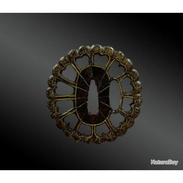 TSUBA, garde de Katana, grand sabre japonais - Japon - P�riode Edo (1603-1868)