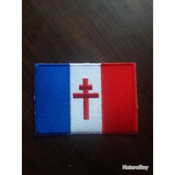 INSIGNE TISSU DRAPEAU FRANCE,CROIX DE LORRAINE