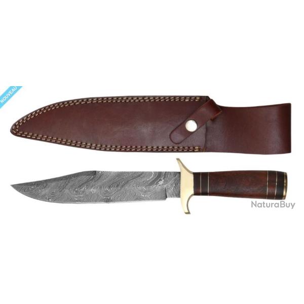 COUTEAU LAME DAMAS 33 CM NOYER & �TUI CUIR