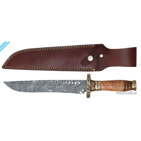LAME DAMAS - COUTEAU CHASSE 39 CM TECK & �TUI CUIR