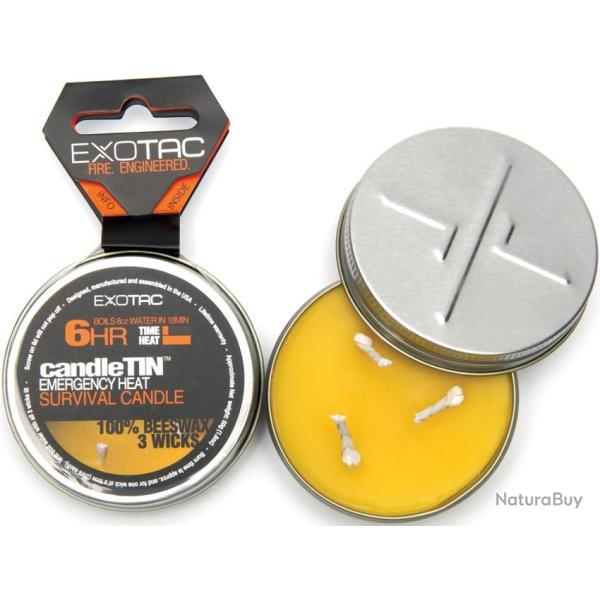ET2100HOT Lot de 2 Exotac CandleTIN Emergency Bougies de survie Exotac