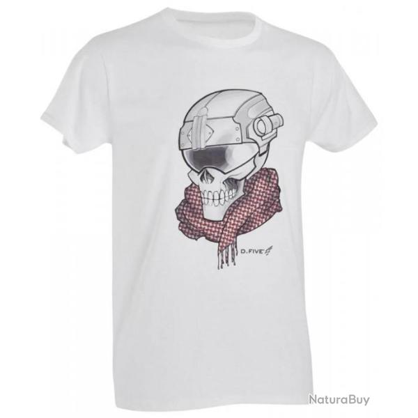 T-Shirt D.Five Skull with Helmet Blanc (Taille S)