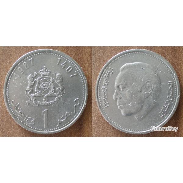 Maroc 1 Dirham 1987 1407 Afrique Morocco Africa Lion Animal Dirham