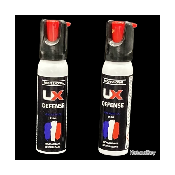UX PRO / UMAREX - 2X Bombe Spray GAZ ACTIF CS 25 ml de d�fense.