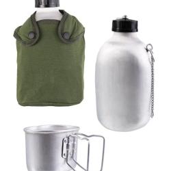 Gourde style arm&eacute;e fran&ccedil;aise 1,3 l en aluminium avec quart et housse