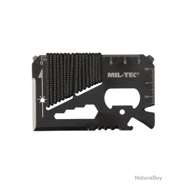 Carte multifonction de survie noire avec �tui et paracorde