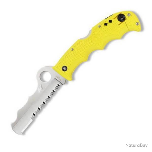 couteau de poche de sauvetage Spyderco Assist Salt Yellow