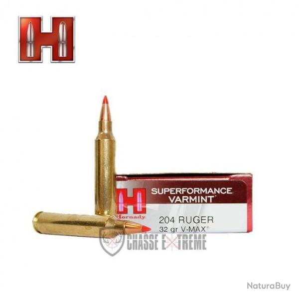 20 Munitions HORNADY Superformance Varmint 204 Ruger 32 Gr V-Max