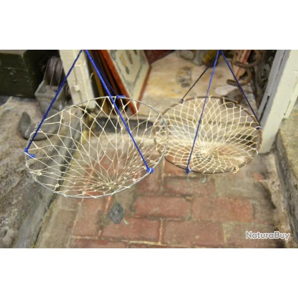 Lot x2 nasse filet p�che balance �crevisse pi�ge mer. Artisanale mat�riel ancien p�cheur d�co cabane