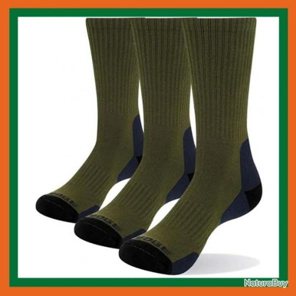 Chaussettes de sport vert arm�e - Lot de 3 - Randonn�e, chasse, trekking - Vert - Livraison rapide
