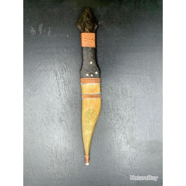 BEAU POIGNARD SHIBRIYA DE JORDANIE, CIRCA 1950, LAME GRAVEE EN ARABE, KHANJAR, JAMBIYA