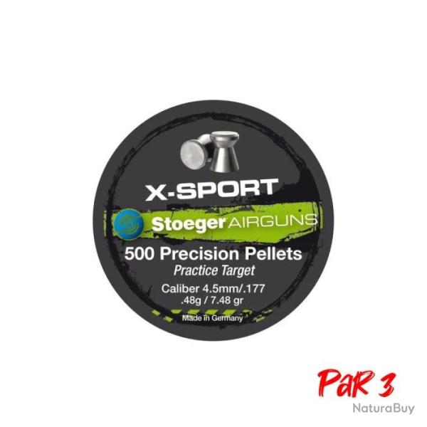 Boite de plombs Stoeger X-sport T�te plate 0.48 g - Cal. 4.5 - Par 3