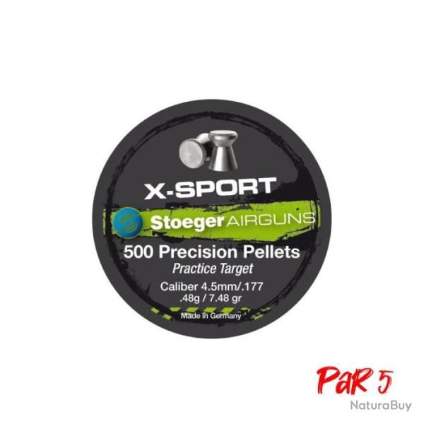 Boite de plombs Stoeger X-sport T�te plate 0.48 g - Cal. 4.5 - Par 5