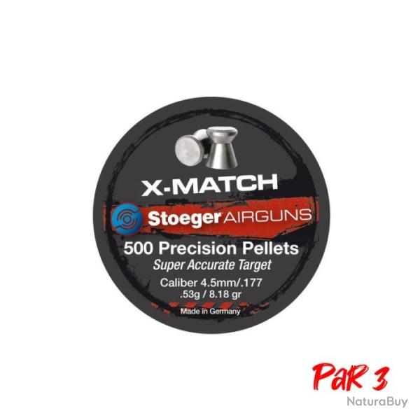 Boite de plombs Stoeger X-match t�te plate 0.53 g - Cal. 4.5 - Par 3