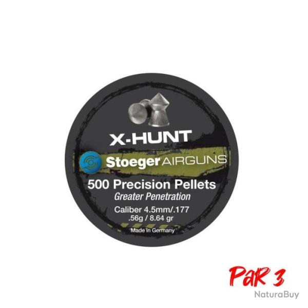 Boite de plombs Stoeger X-Hunter t�te pointue 0.56 g - Cal. 4.5 mm - Par 3