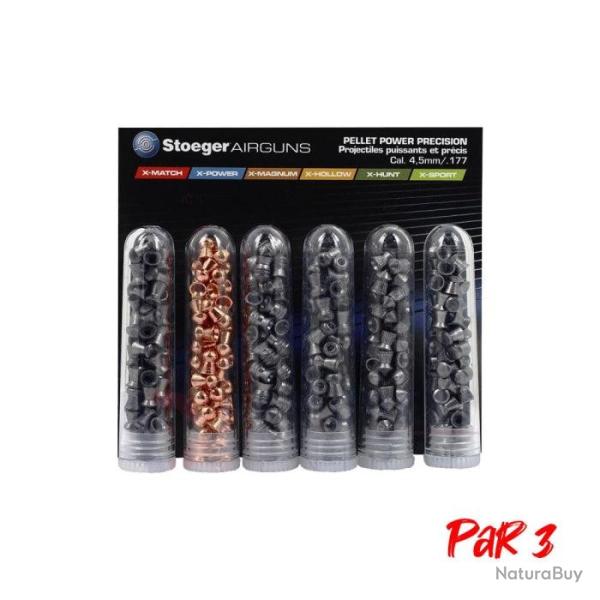Assortiment de plombs Stoeger 6 differents 200 plombs - Cal. 4.5 - Par 3