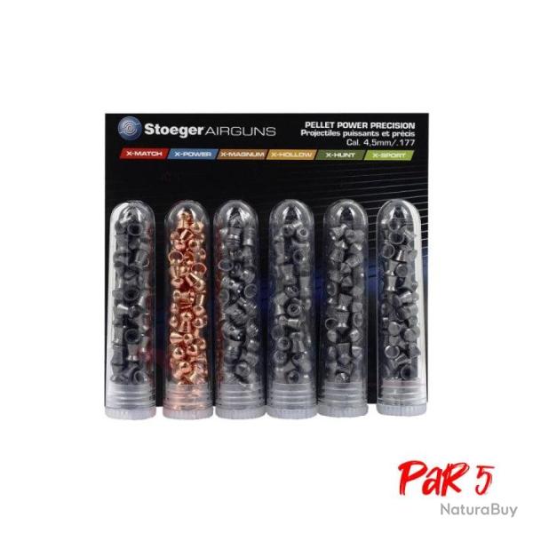 Assortiment de plombs Stoeger 6 differents 200 plombs - Cal. 4.5 - Par 5
