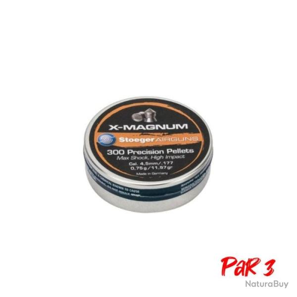 Boite de plombs Stoeger X-magnum t�te pointue - 4.5 mm / Par 3