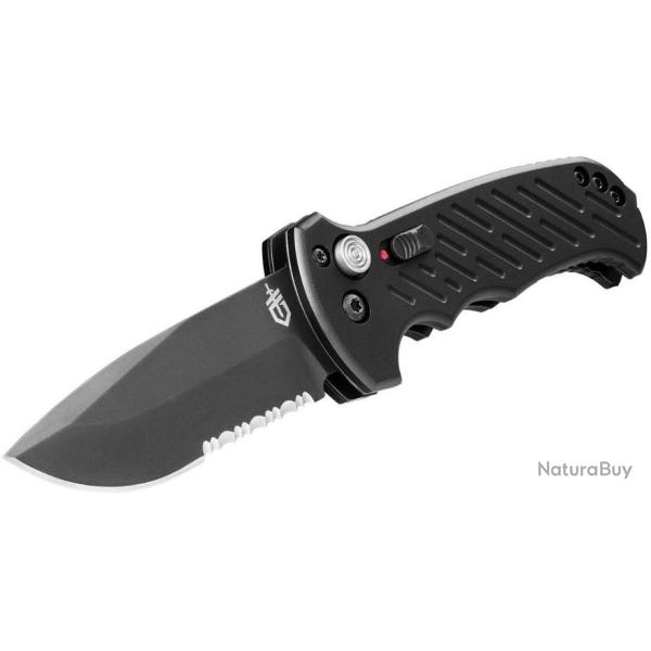 Couteau Automatique Gerber 06 Lame Drop Point Acier S30V Part Serr Manche Aluminium Clip USA G0377