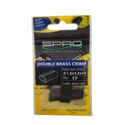 Tube de sertissage Spro Matte Black Double Brass Crimp par 17 1,5x3,2x10mm