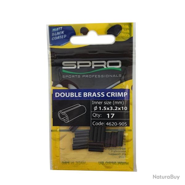 Tube de sertissage Spro Matte Black Double Brass Crimp par 17 1,5x3,2x10mm