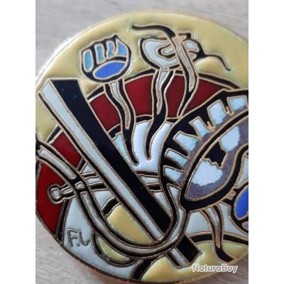 Ancienne Petite Broche émaillée Pouvant Servir De Pendentif - Bijou Vintage D'occasion
