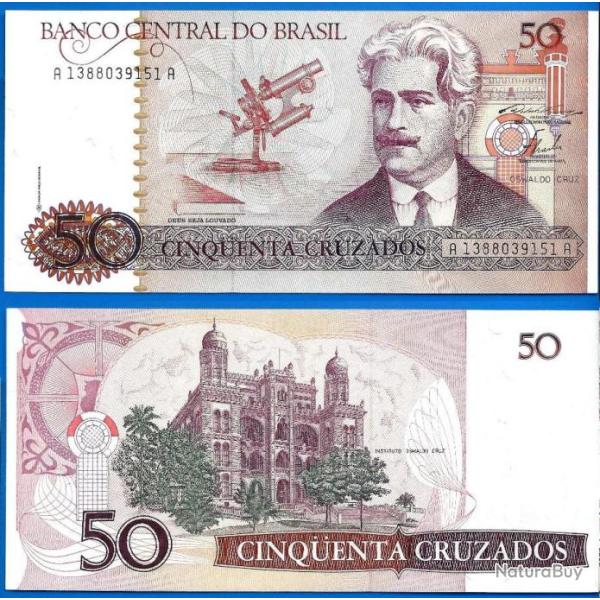 Bresil 50 Cruzeiros 1986 Neuf Billet Cruzeiros reals Reais Brazil Brasil