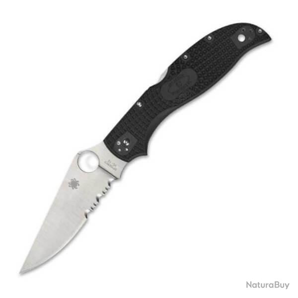 Couteau de poche Spyderco Stretch 2 noir XL semi-dent�