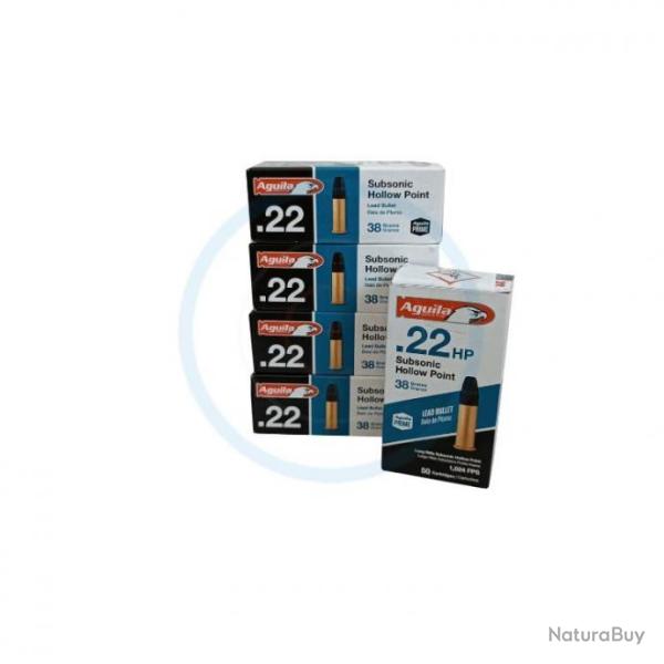 250 munitions Aguila Subsonic Hollow Point calibre 22 LR