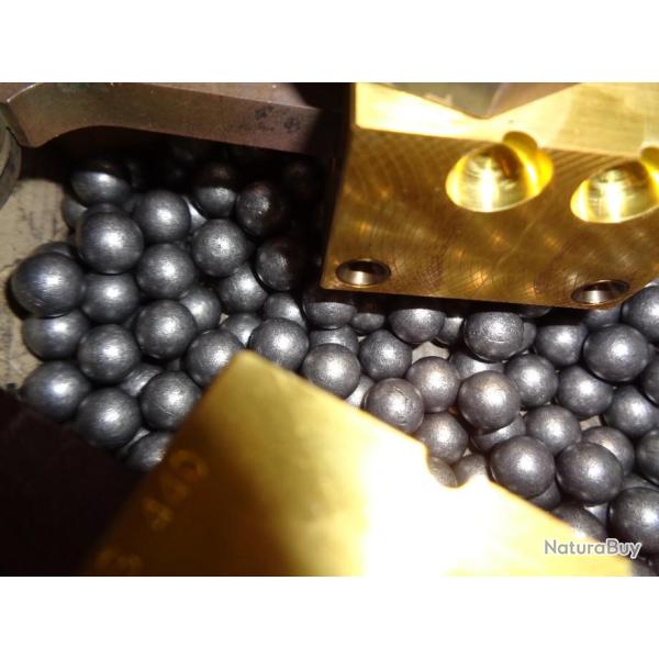 100 Balles ronde Calibre 0.440 roul�es et graphit�es plomb pur , Pistolet Lepage , Mortimer ...