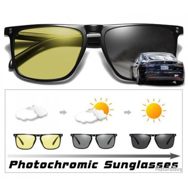 Lunettes de soleil polaris�es HD Vision nocturne Verres Jaunes Jour et Nuit Homme et Femme