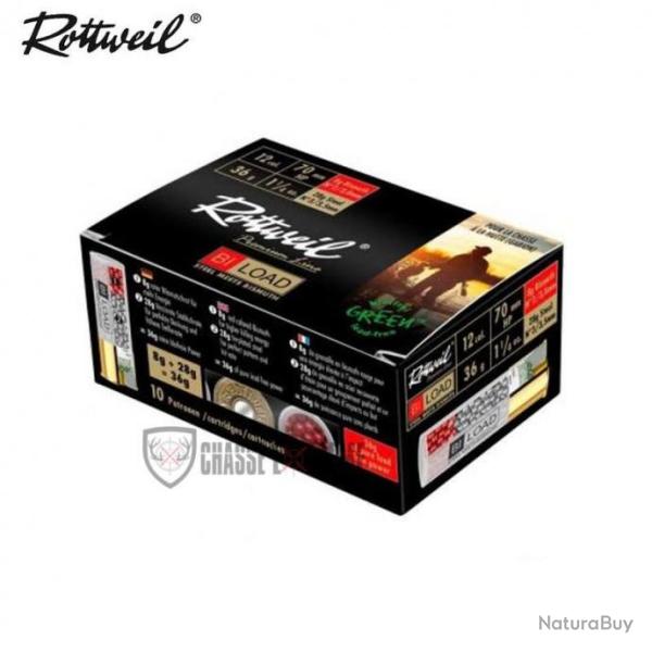 10 Cartouches ROTTWEIL Bi-Load Magnum 36G Cal 12/70