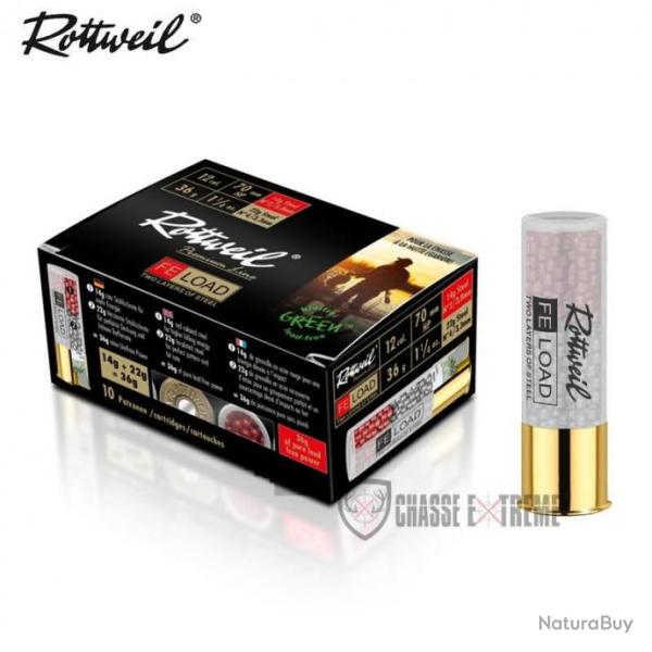 10 Cartouches ROTTWEIL Fe-Load Magnum 36G Cal 12/70