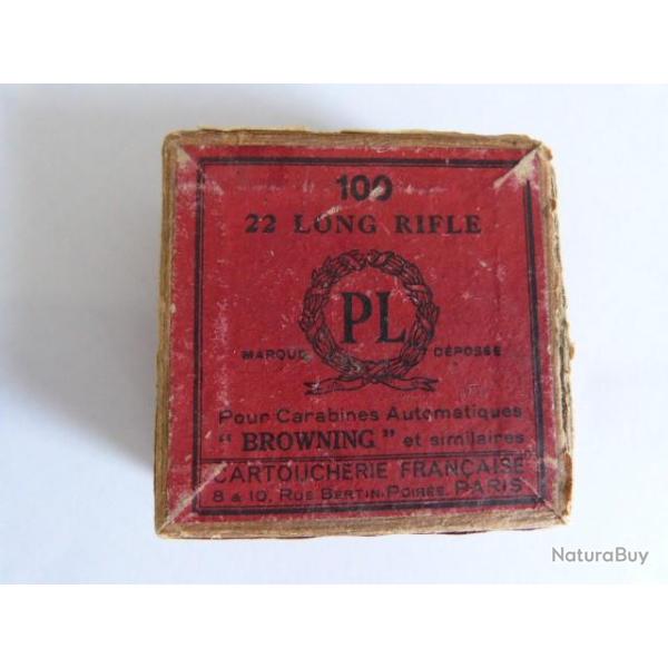 Boite compl�te ancienne 100 cartouches 22 LR pour carabine auto Browning Cartoucherie Fran�aise