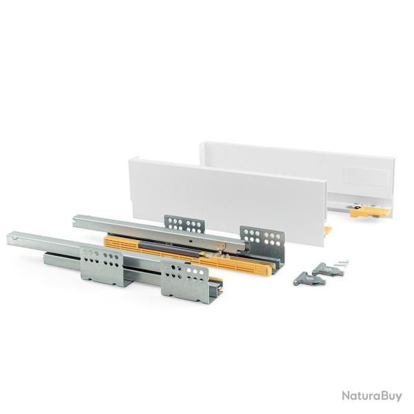 Kit de tiroir pour cuisine Concept Ht. 105 mm prof. 300 mm fermeture amortie Acier, Blanc Emuca