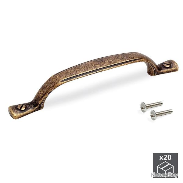 20 Poign�es pour meuble Nairobi, entraxe 96 mm, Zamak, Bronze Emuca