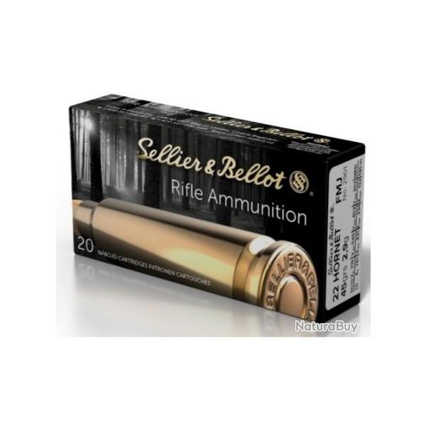 Balles Sellier & Bellot Cal.22 HORNET FMJ 2,9g 45gr par 20