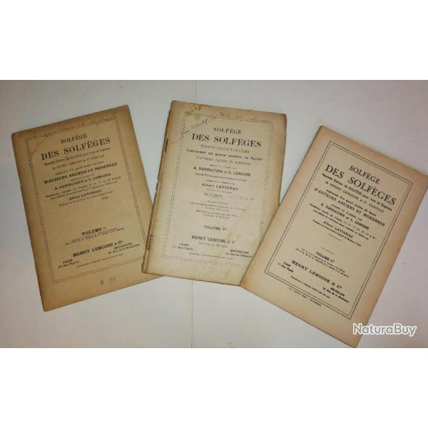Livres anciens Solfge des solfges (1910) Edition 3 volumes - Soprano / Henry Lemoine & G.Carulli